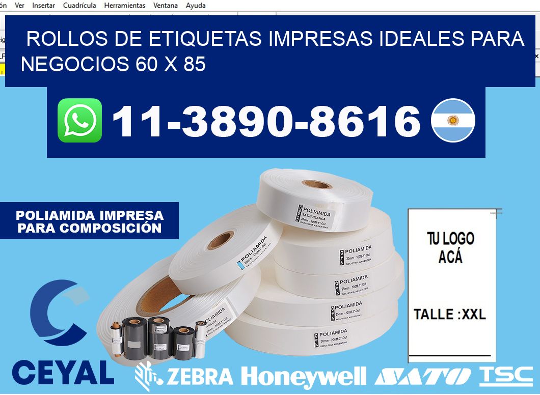 rollos de etiquetas impresas ideales para negocios 60 x 85