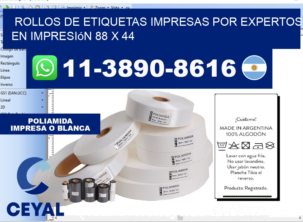 rollos de etiquetas impresas por expertos en impresión 88 x 44