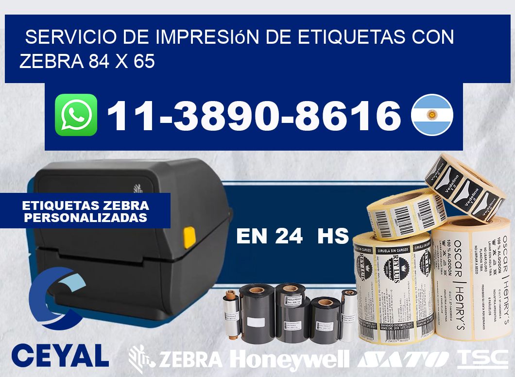 servicio de impresión de etiquetas con Zebra 84 x 65