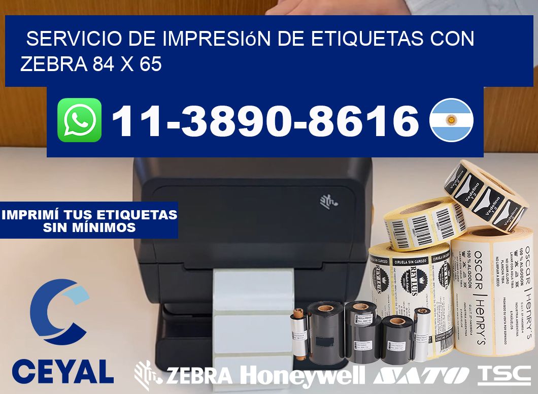 servicio de impresión de etiquetas con Zebra 84 x 65