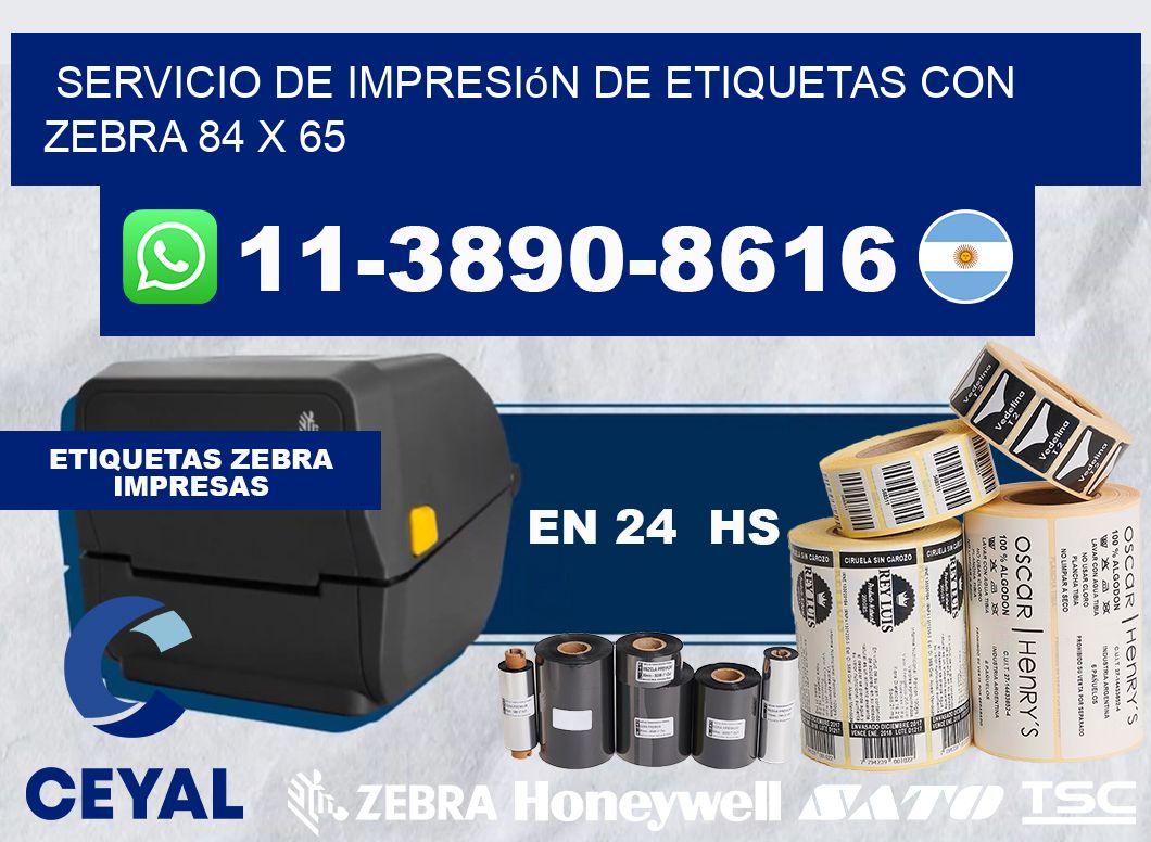 servicio de impresión de etiquetas con Zebra 84 x 65