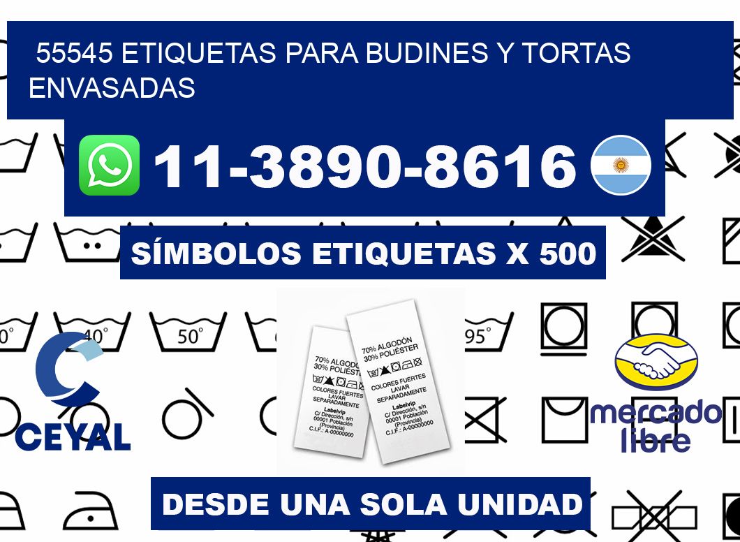 55545 etiquetas para budines y tortas envasadas