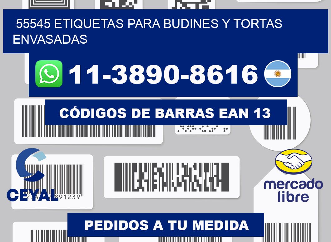 55545 etiquetas para budines y tortas envasadas