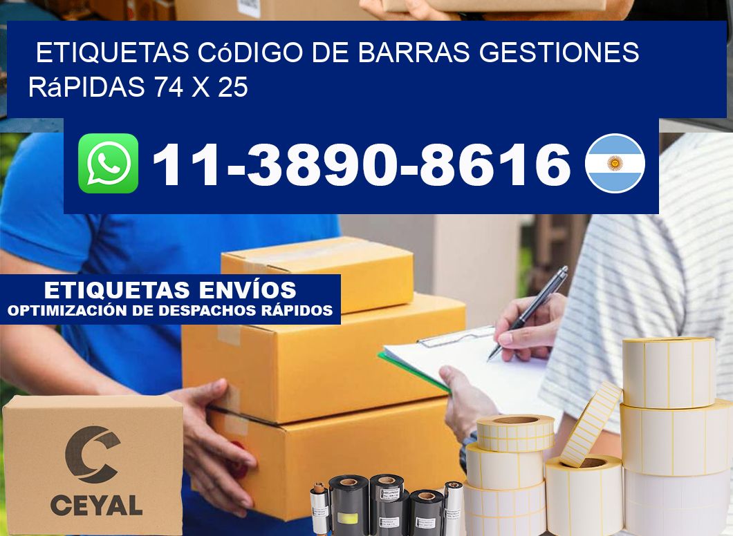 Etiquetas código de barras gestiones rápidas 74 x 25