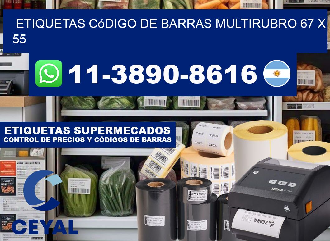 Etiquetas código de barras multirubro 67 x 55