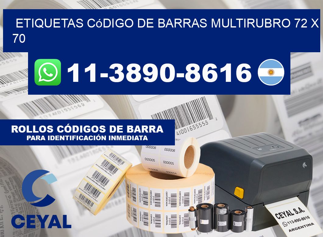 Etiquetas código de barras multirubro 72 x 70
