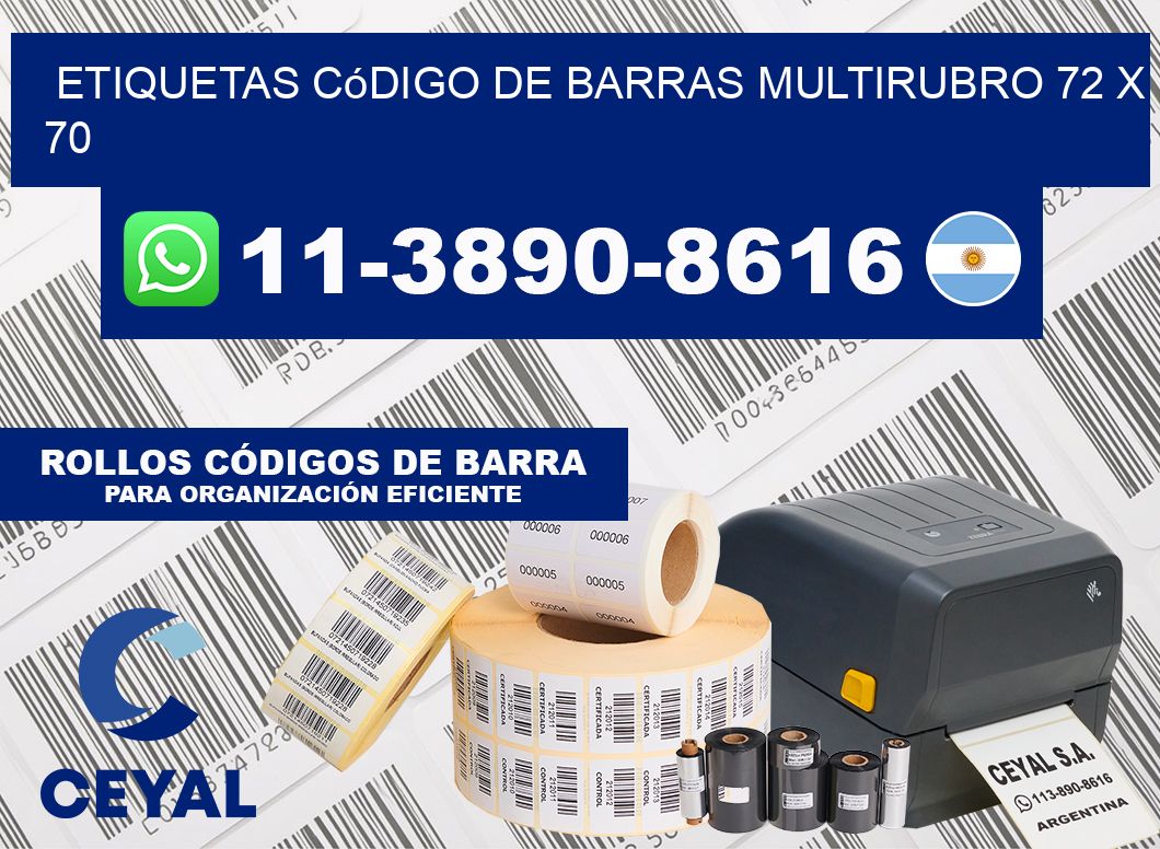 Etiquetas código de barras multirubro 72 x 70