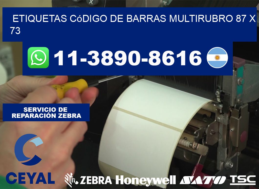 Etiquetas código de barras multirubro 87 x 73