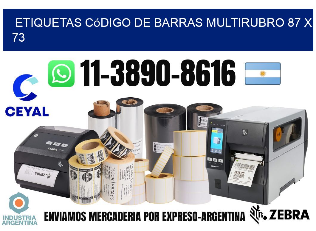 Etiquetas código de barras multirubro 87 x 73