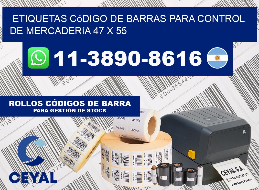Etiquetas código de barras para control de mercadería 47 x 55