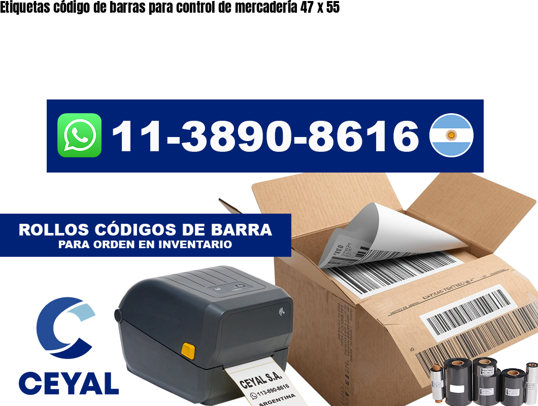 Etiquetas código de barras para control de mercadería 47 x 55