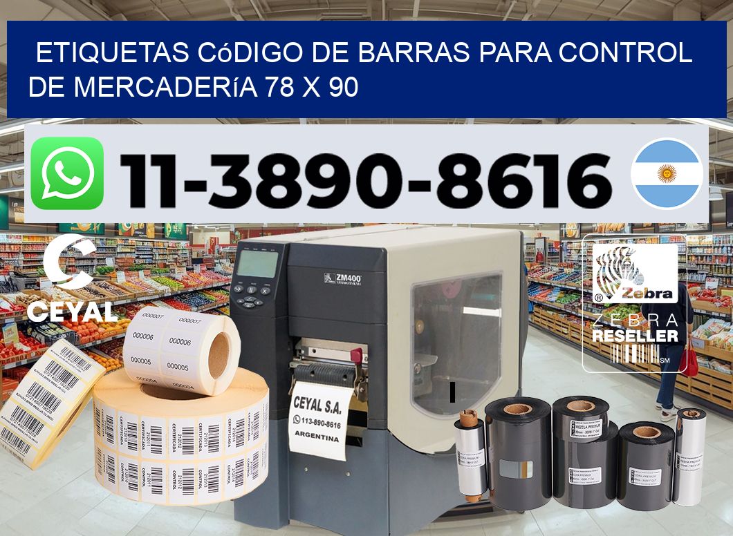 Etiquetas código de barras para control de mercadería 78 x 90