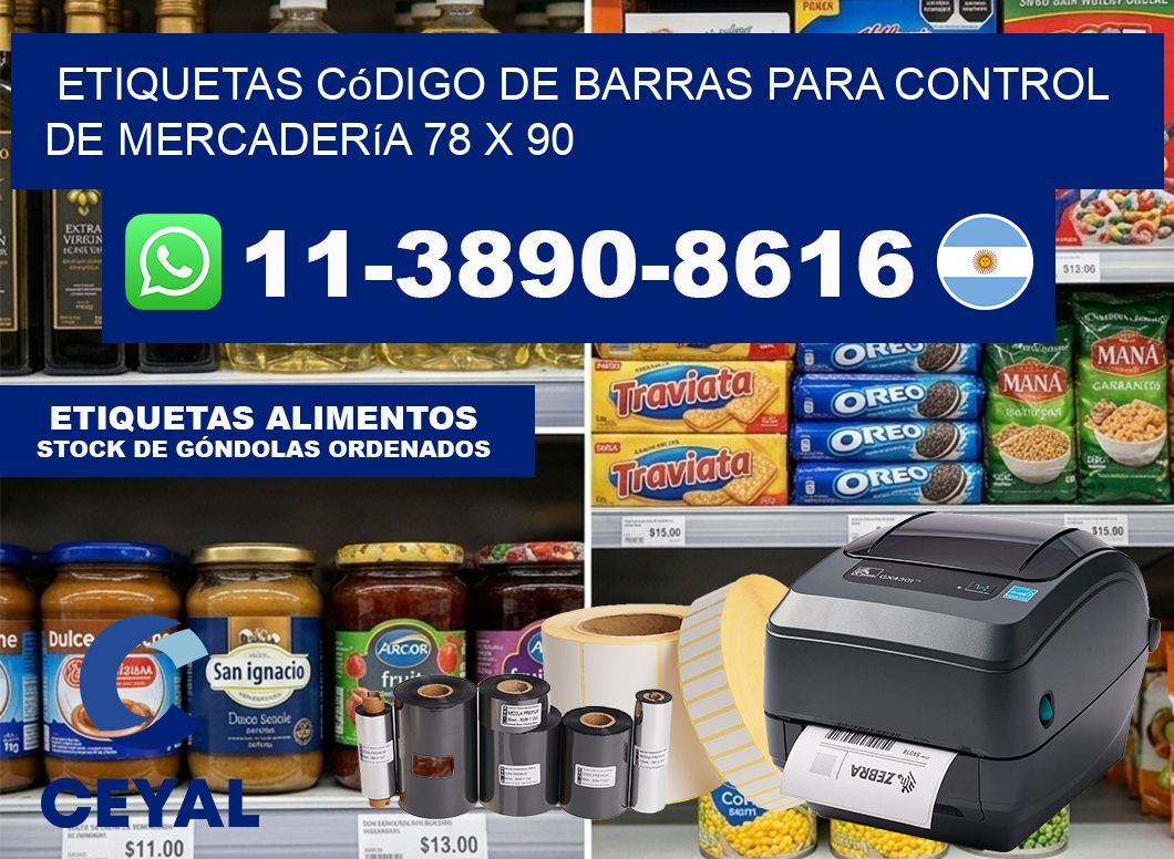 Etiquetas código de barras para control de mercadería 78 x 90