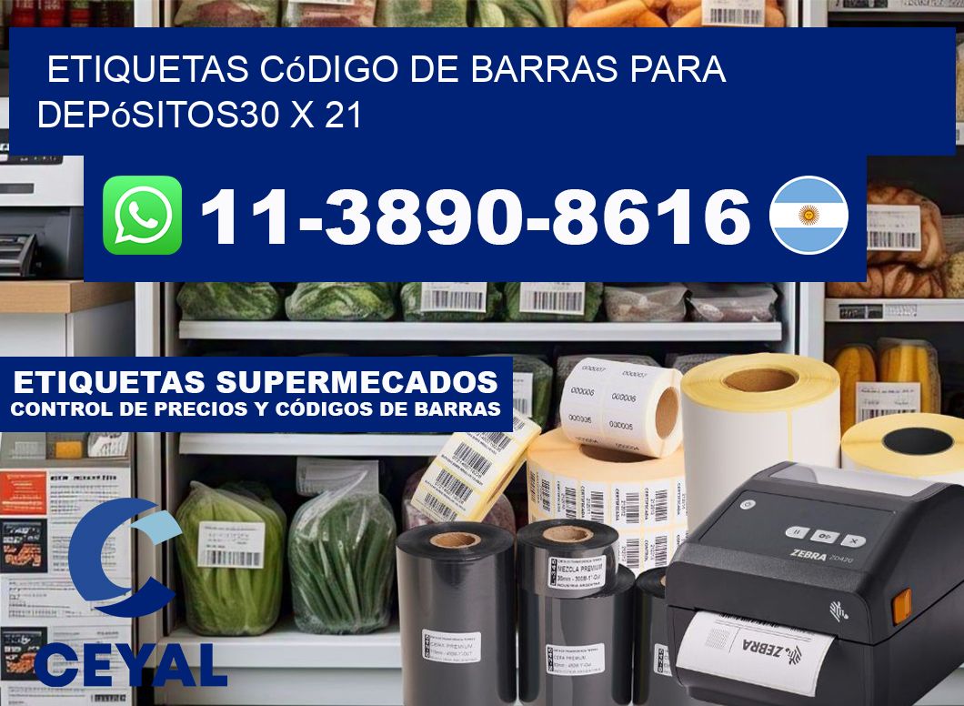 Etiquetas código de barras para depósitos30 x 21