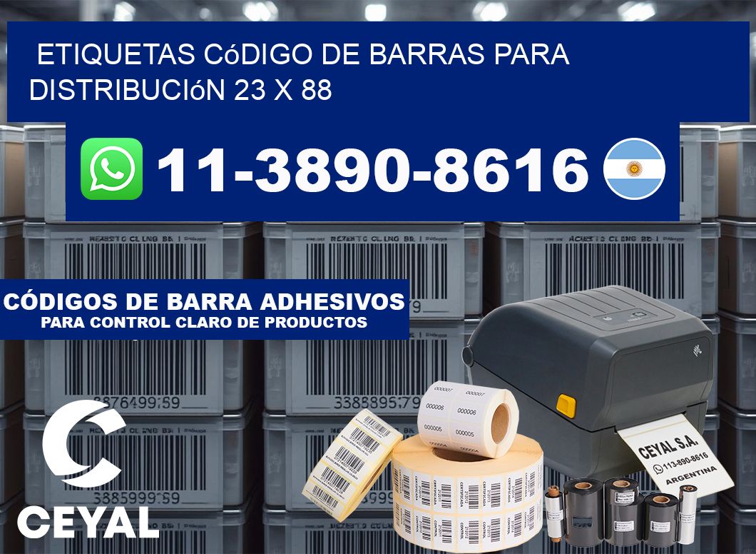 Etiquetas código de barras para distribución 23 x 88