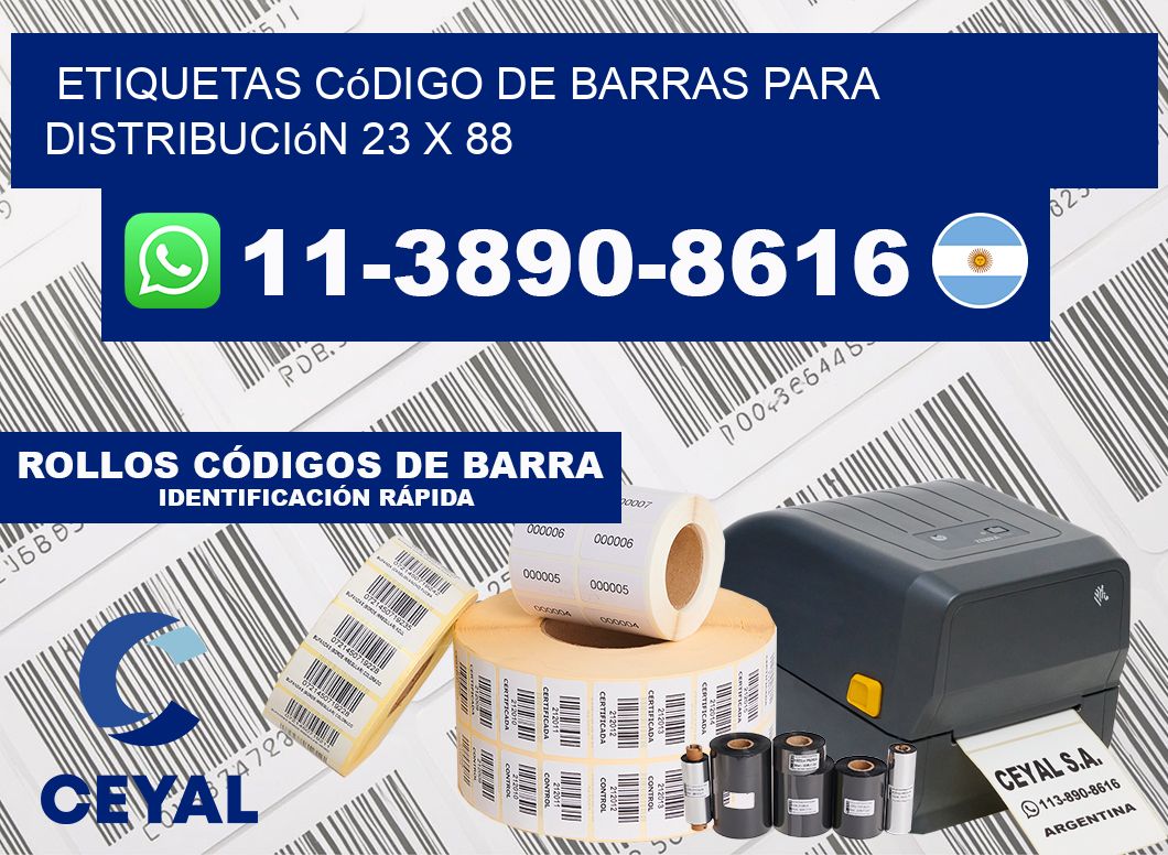 Etiquetas código de barras para distribución 23 x 88
