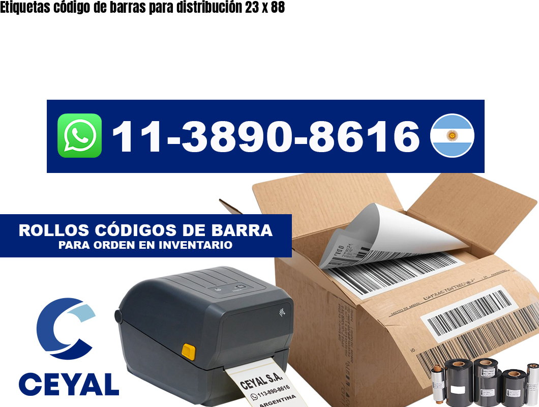 Etiquetas código de barras para distribución 23 x 88