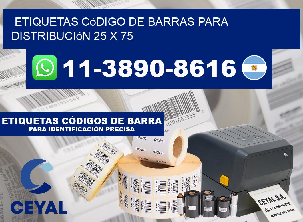 Etiquetas código de barras para distribución 25 x 75