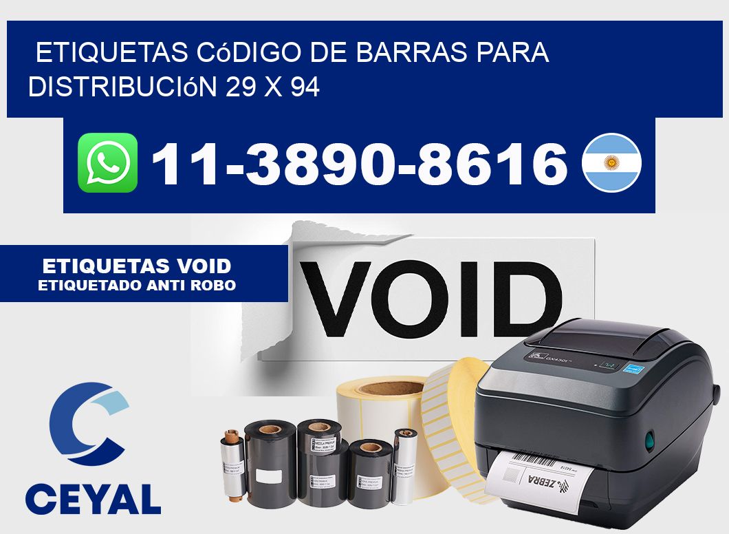 Etiquetas código de barras para distribución 29 x 94