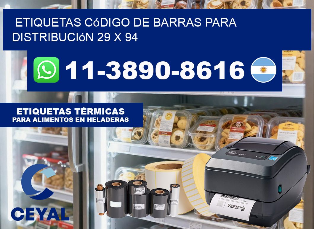 Etiquetas código de barras para distribución 29 x 94
