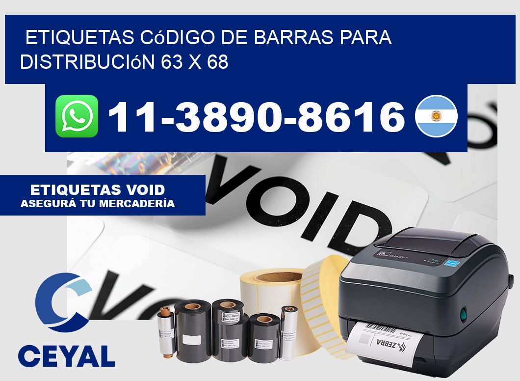 Etiquetas código de barras para distribución 63 x 68