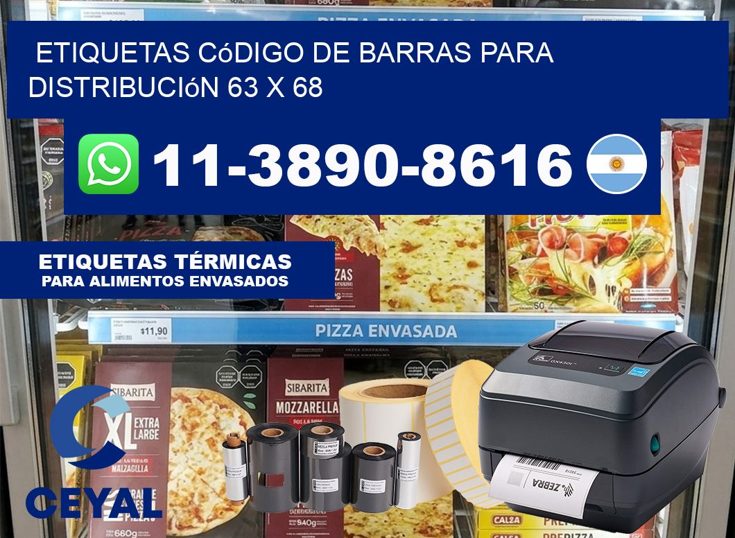 Etiquetas código de barras para distribución 63 x 68