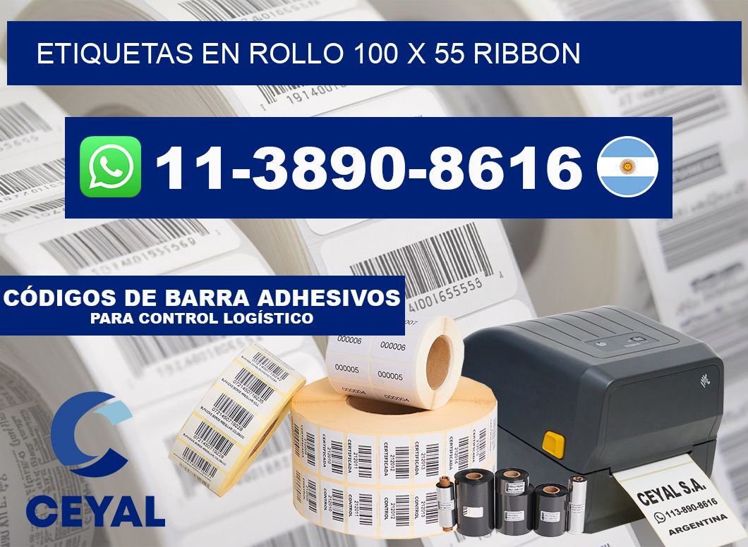 Etiquetas en rollo 100 x 55 ribbon