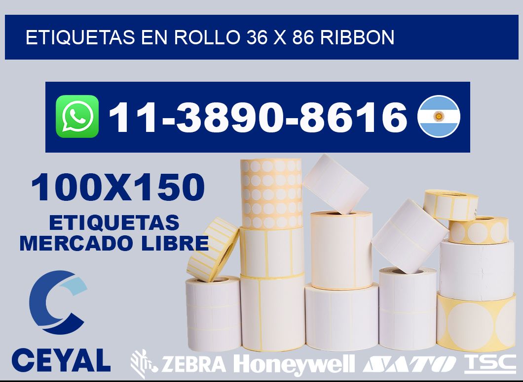 Etiquetas en rollo 36 x 86 ribbon