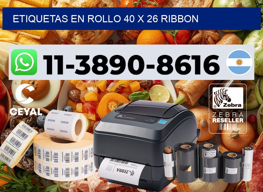 Etiquetas en rollo 40 x 26 ribbon