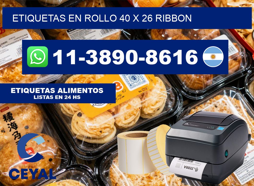 Etiquetas en rollo 40 x 26 ribbon