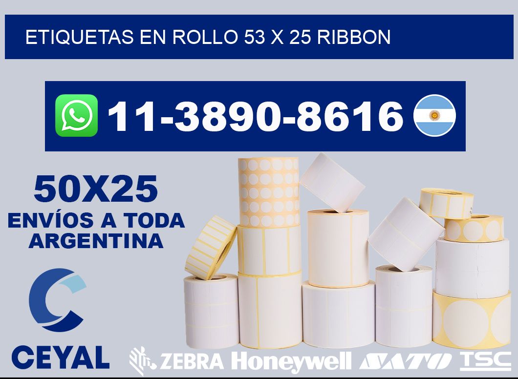 Etiquetas en rollo 53 x 25 ribbon