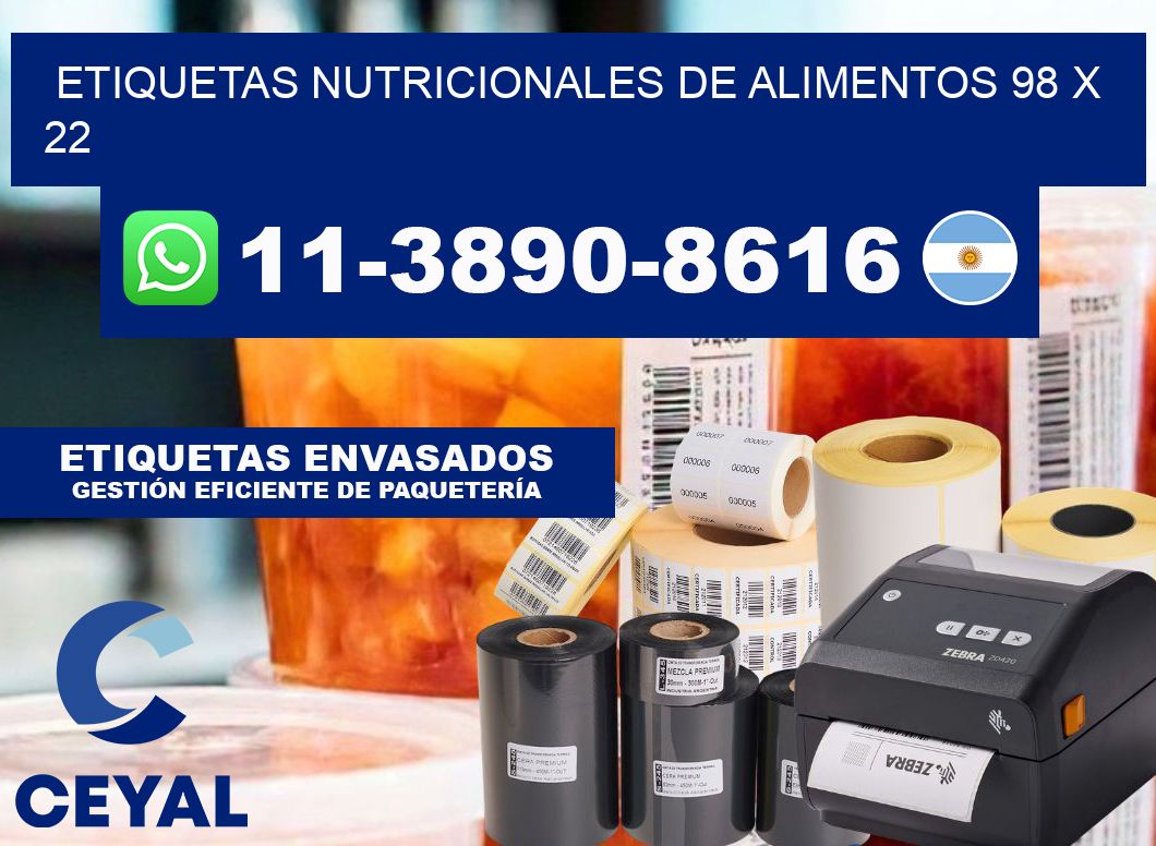 Etiquetas nutricionales de alimentos 98 x 22