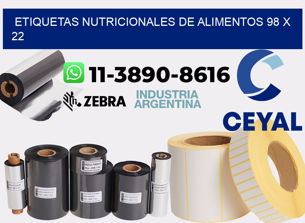 Etiquetas nutricionales de alimentos 98 x 22