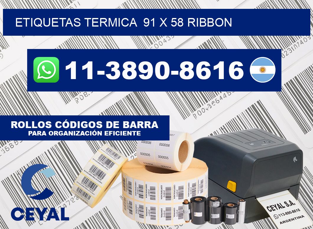 Etiquetas termica  91 x 58 ribbon