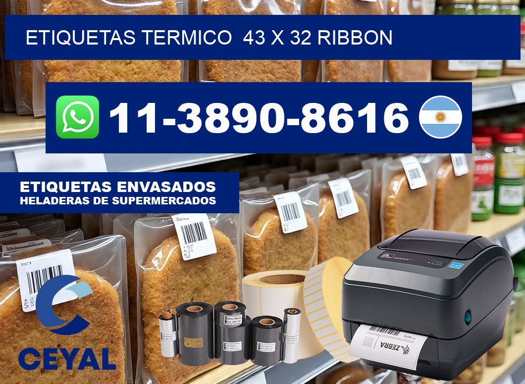Etiquetas termico  43 x 32 ribbon