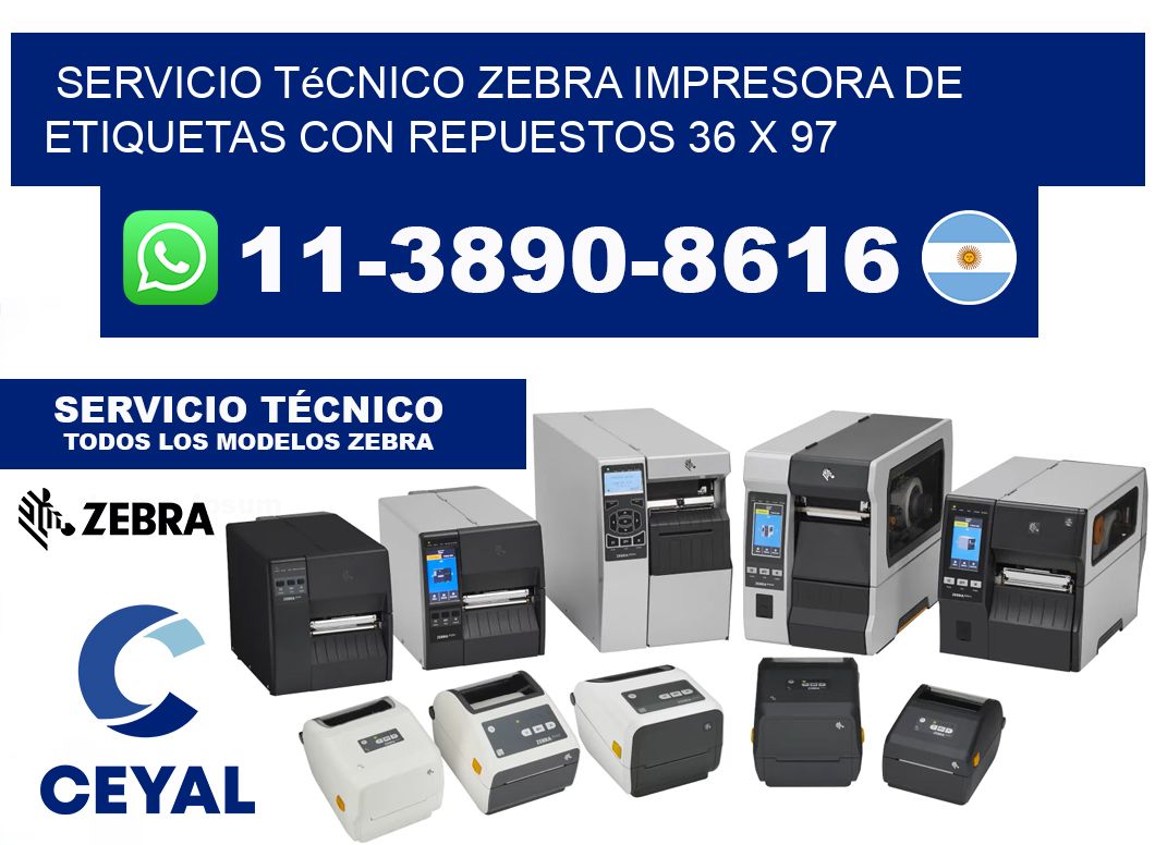 Servicio Técnico Zebra Impresora de Etiquetas con Repuestos 36 x 97