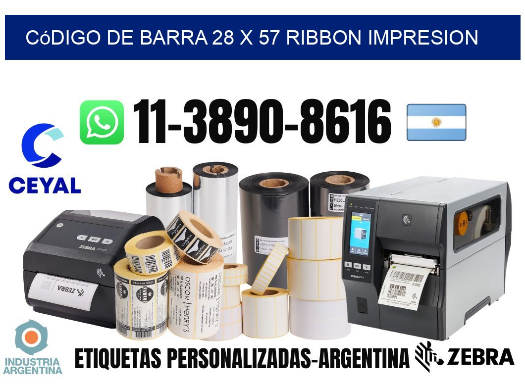 código de barra 28 x 57 ribbon impresion
