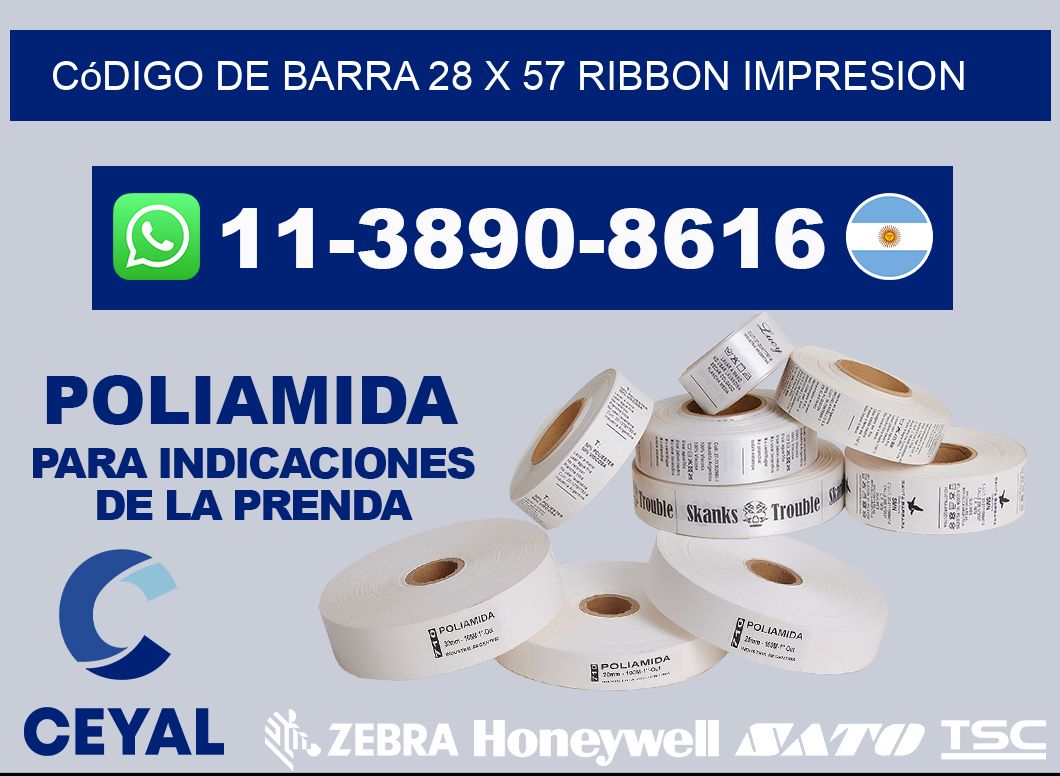 código de barra 28 x 57 ribbon impresion