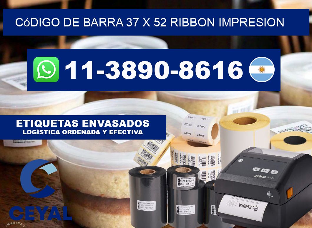 código de barra 37 x 52 ribbon impresion