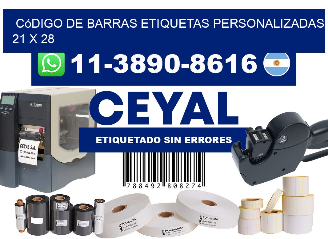 código de barras etiquetas personalizadas 21 x 28