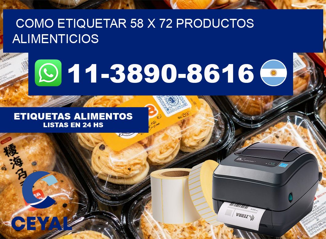 como etiquetar 58 x 72 productos alimenticios