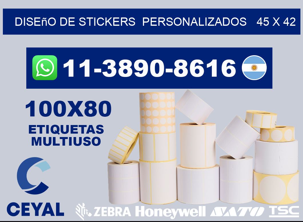 diseño de stickers  personalizados   45 x 42