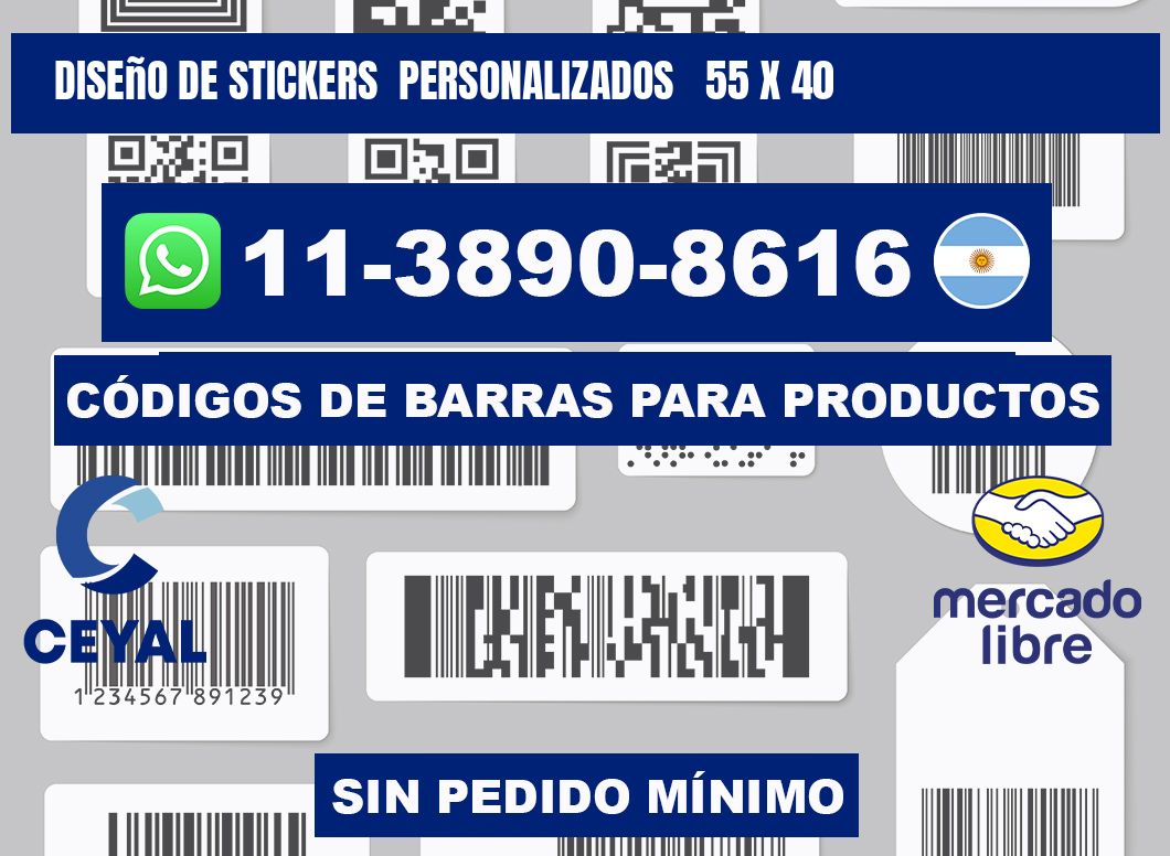 diseño de stickers  personalizados   55 x 40