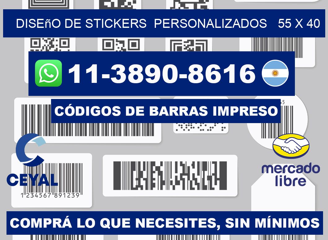 diseño de stickers  personalizados   55 x 40