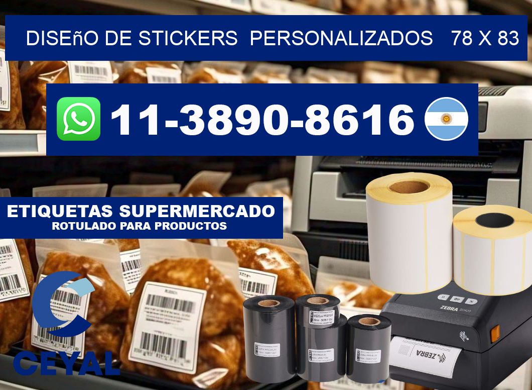 diseño de stickers  personalizados   78 x 83