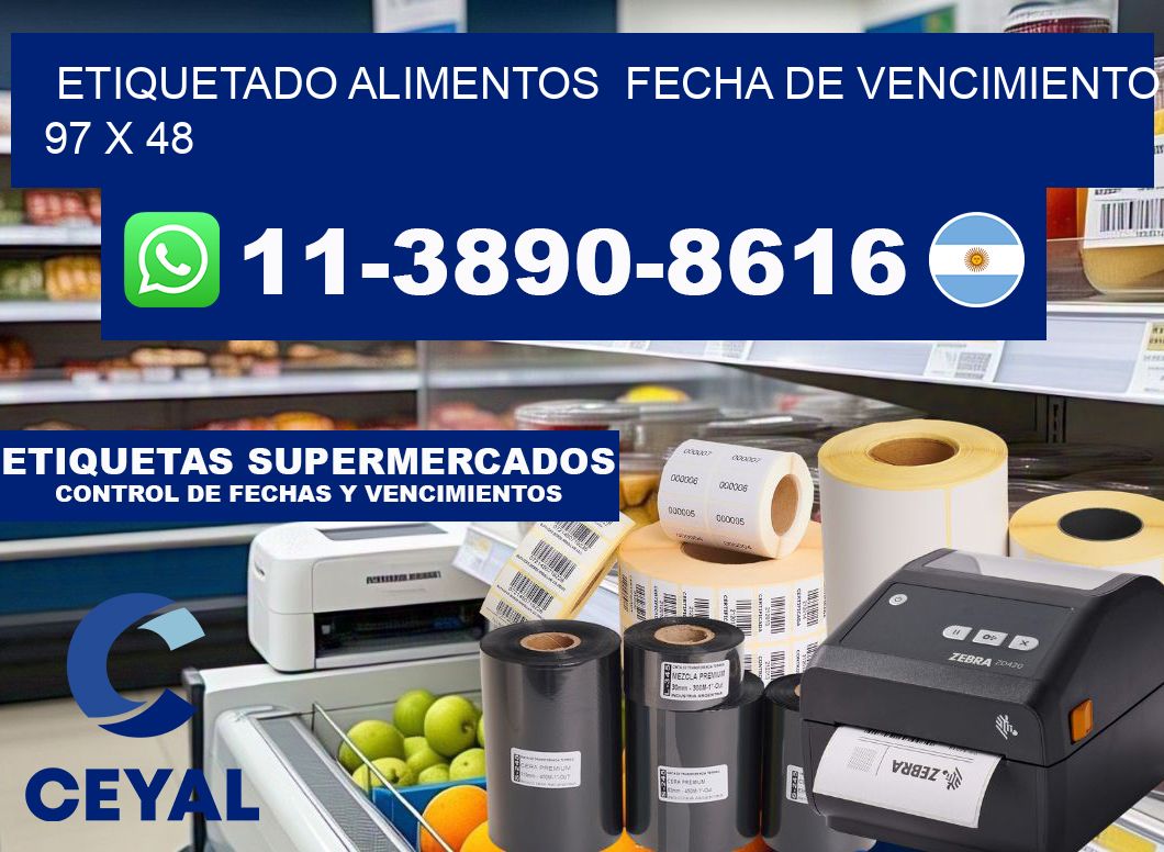 etiquetado alimentos  Fecha de vencimiento 97 x 48