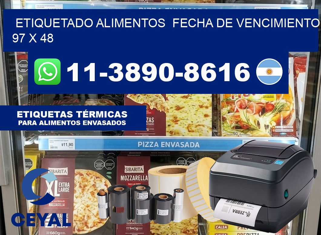 etiquetado alimentos  Fecha de vencimiento 97 x 48