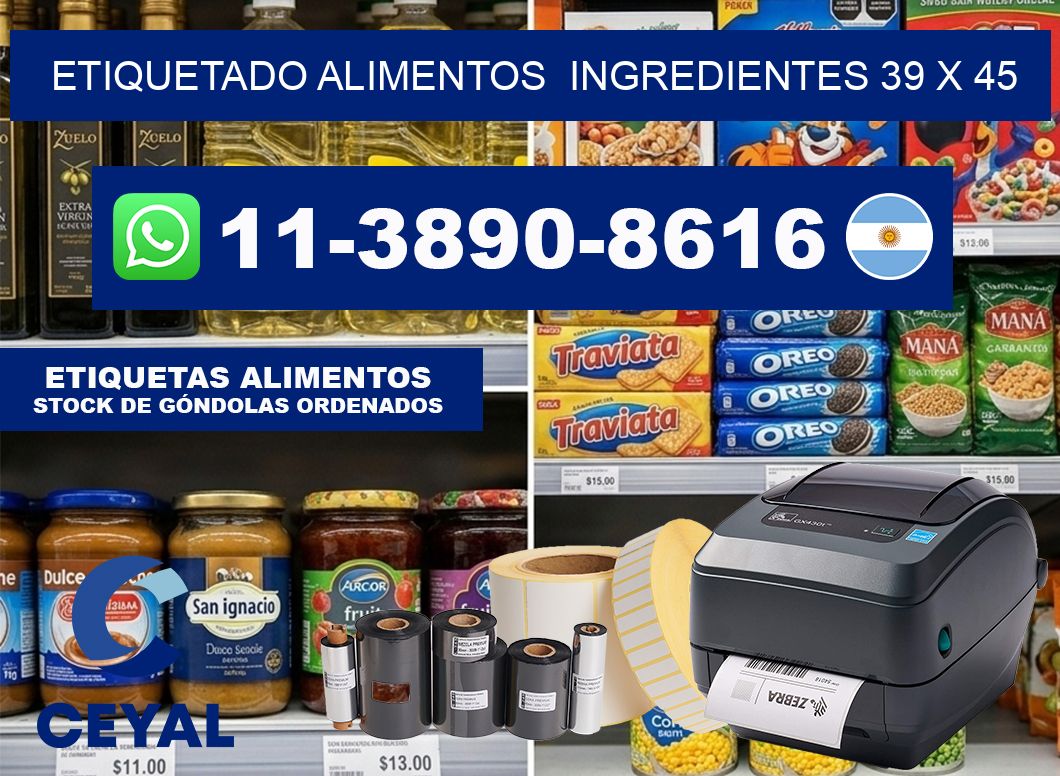 etiquetado alimentos  Ingredientes 39 x 45