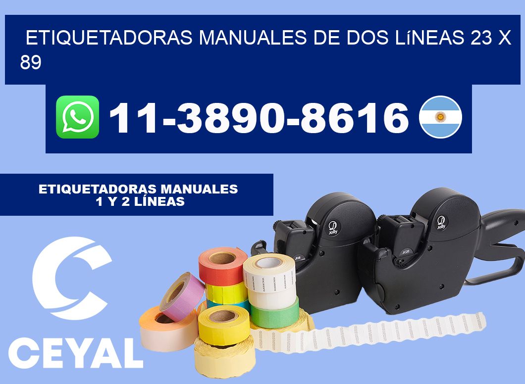 etiquetadoras manuales de dos líneas 23 x 89
