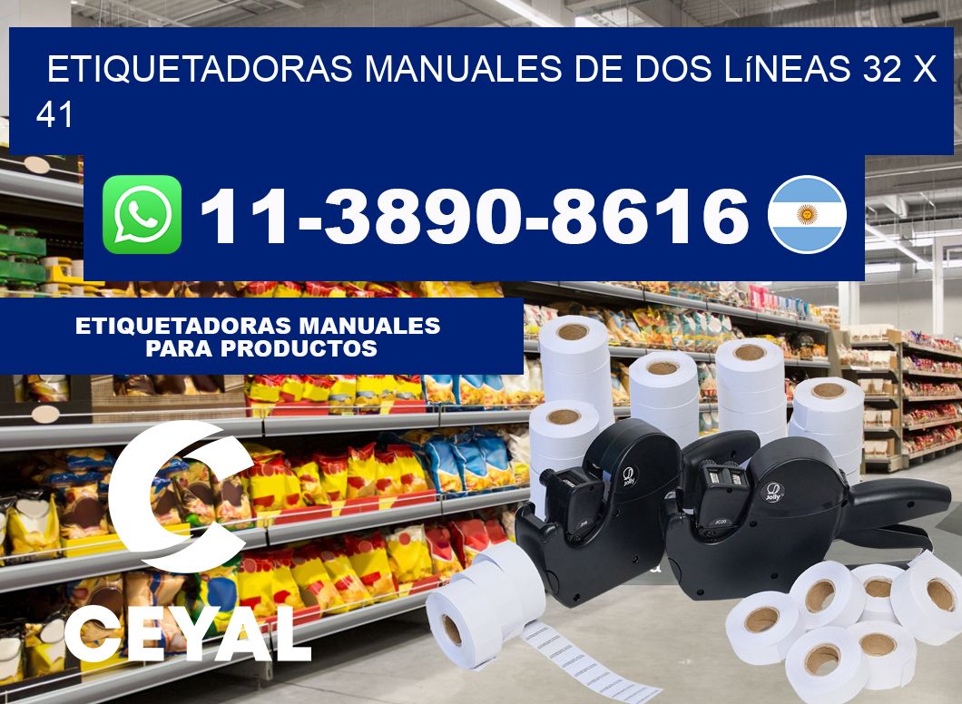 etiquetadoras manuales de dos líneas 32 x 41
